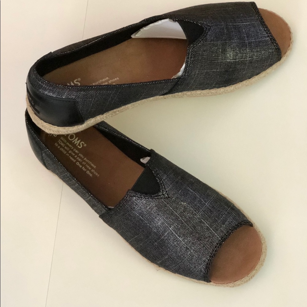 Toms Open Toe Linen Slip On
